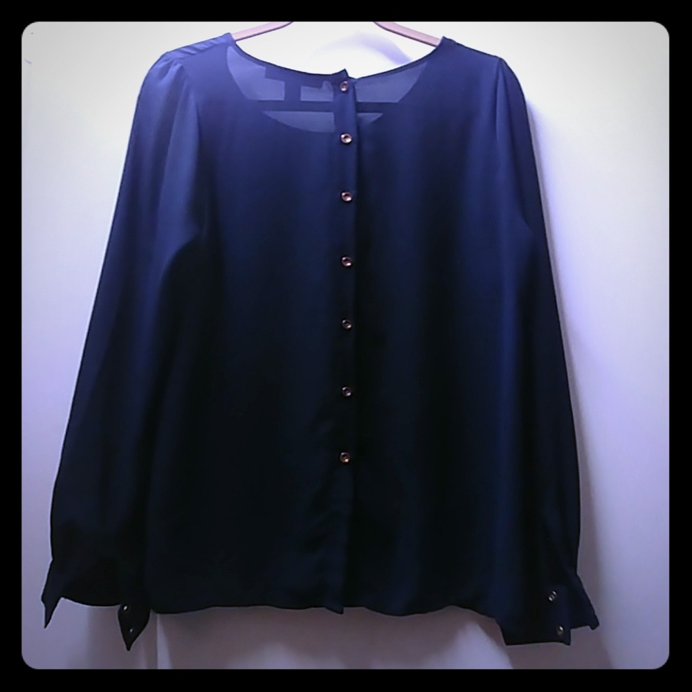 F21 back button blouse